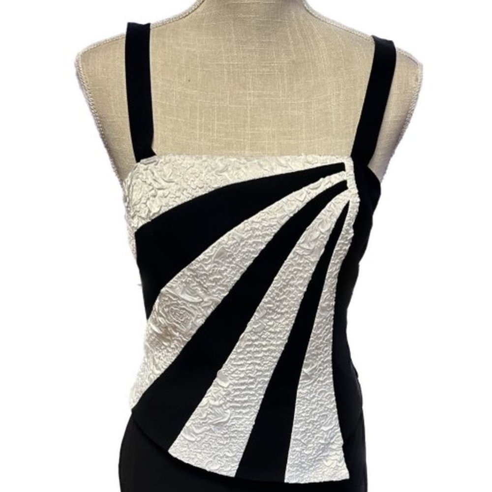Joseph Ribkoff Black and White Burst Tank